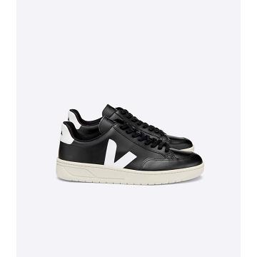 Veja V-12 LEATHER Women's Sneakers Black/White | CA 666VRW